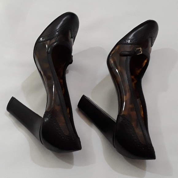 Burberry Leopard Leather/PVC Brouge Pumps - Picture 13 of 15